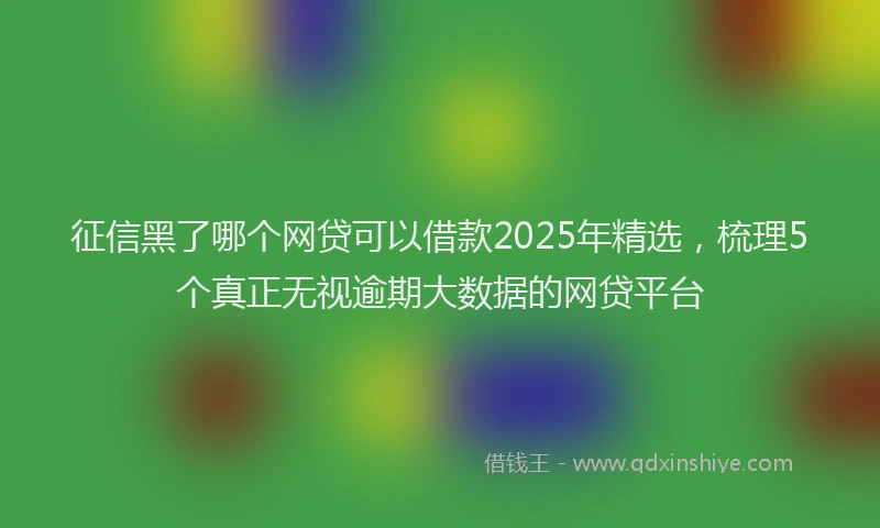 征信黑了哪个网贷可以借款2025年精选，梳理5个真正无视逾期大数据的网贷平台