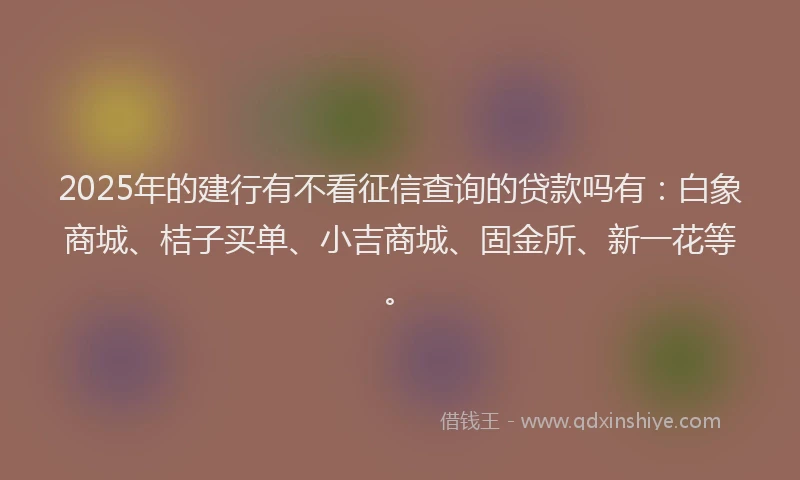 2025年的建行有不看征信查询的贷款吗有：白象商城、桔子买单、小吉商城、固金所、新一花等。