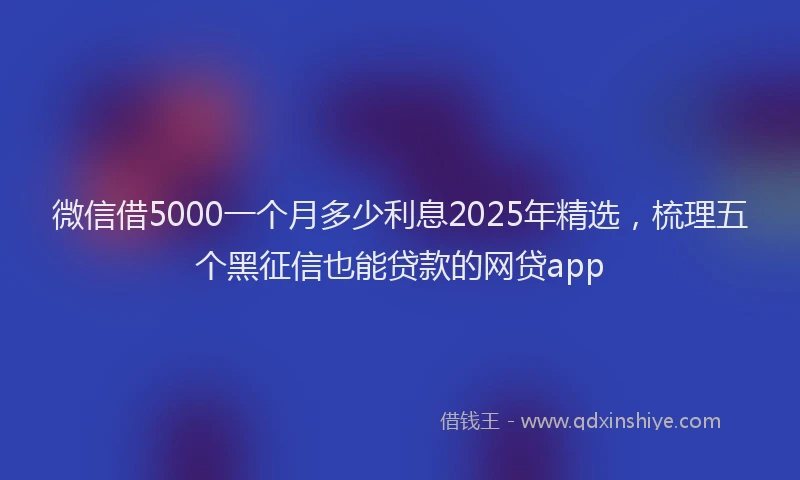 微信借5000一个月多少利息2025年精选，梳理五个黑征信也能贷款的网贷app