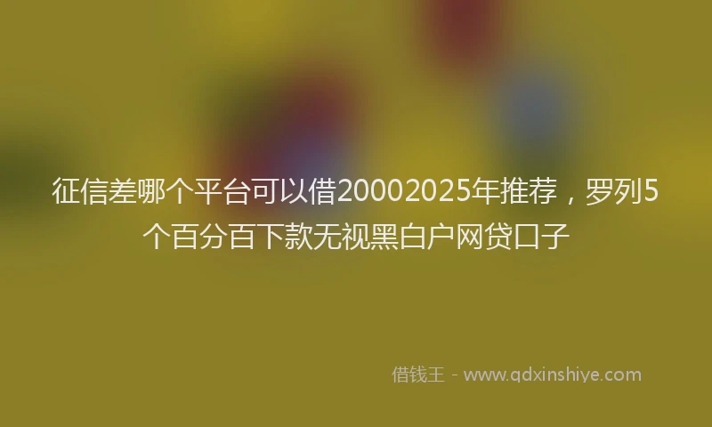 征信差哪个平台可以借20002025年推荐，罗列5个百分百下款无视黑白户网贷口子
