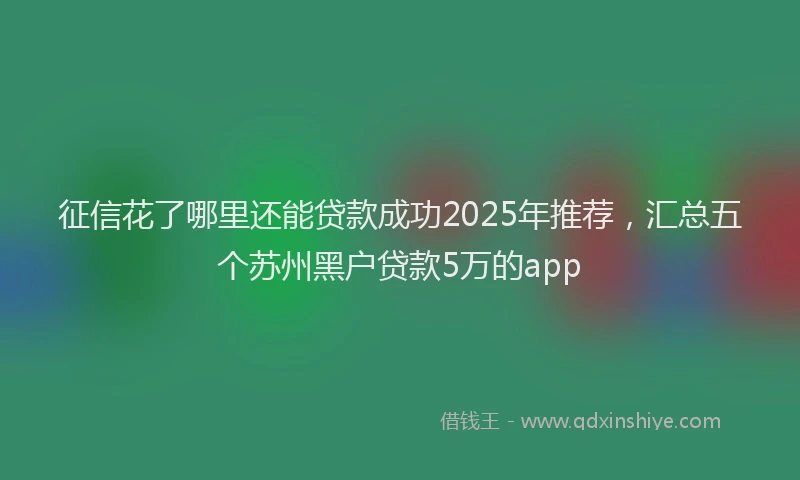 征信花了哪里还能贷款成功2025年推荐，汇总五个苏州黑户贷款5万的app