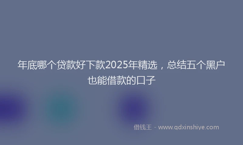年底哪个贷款好下款2025年精选，总结五个黑户也能借款的口子