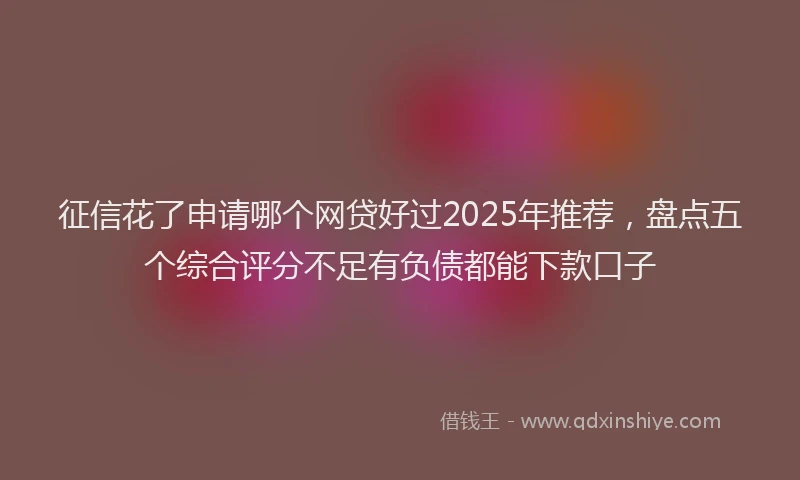 征信花了申请哪个网贷好过2025年推荐，盘点五个综合评分不足有负债都能下款口子