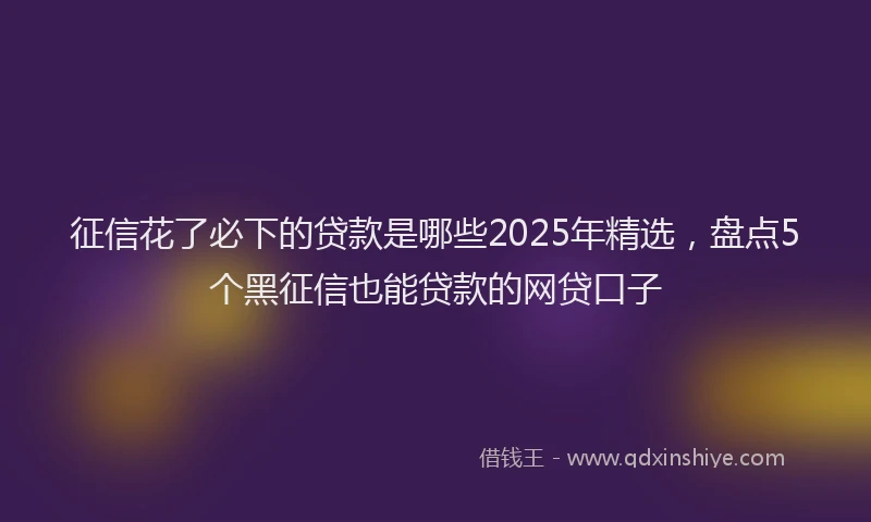 征信花了必下的贷款是哪些2025年精选，盘点5个黑征信也能贷款的网贷口子