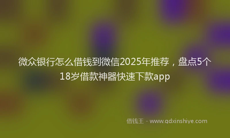 微众银行怎么借钱到微信2025年推荐，盘点5个18岁借款神器快速下款app