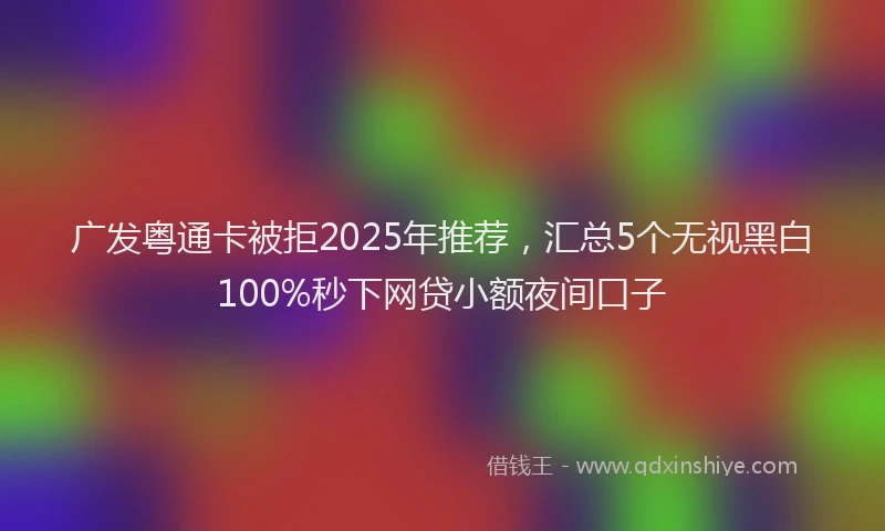 广发粤通卡被拒2025年推荐，汇总5个无视黑白100%秒下网贷小额夜间口子