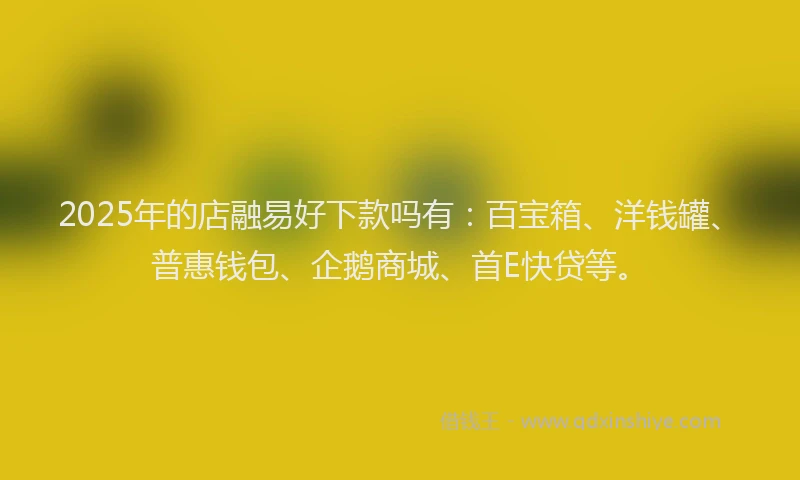 2025年的店融易好下款吗有：百宝箱、洋钱罐、普惠钱包、企鹅商城、首E快贷等。