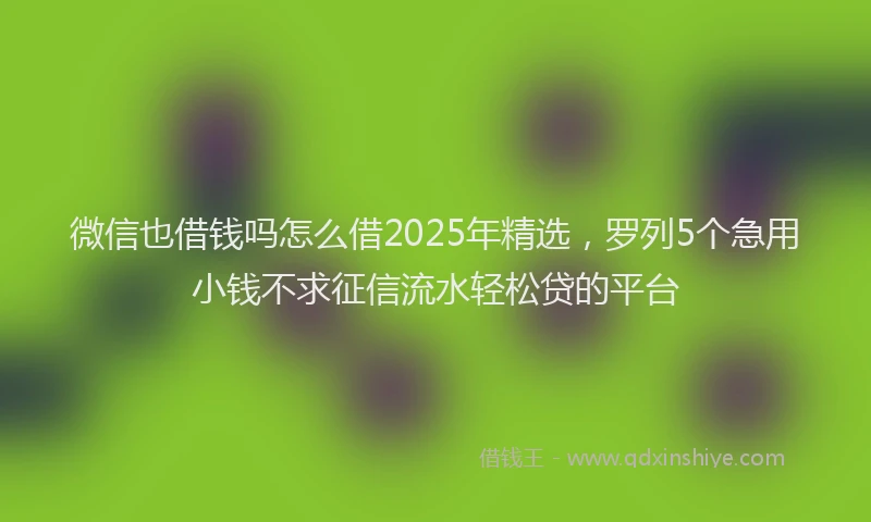 微信也借钱吗怎么借2025年精选，罗列5个急用小钱不求征信流水轻松贷的平台