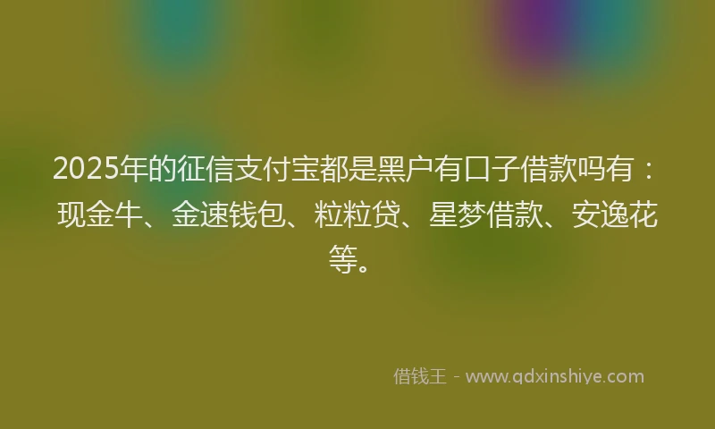 2025年的征信支付宝都是黑户有口子借款吗有：现金牛、金速钱包、粒粒贷、星梦借款、安逸花等。