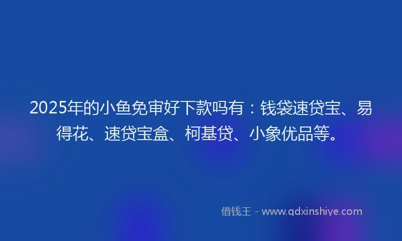 2025年的小鱼免审好下款吗有：钱袋速贷宝、易得花、速贷宝盒、柯基贷、小象优品等。