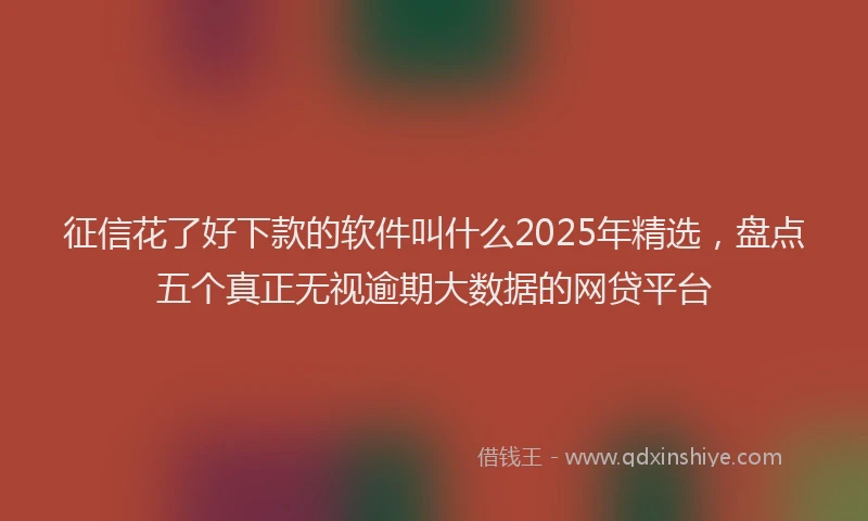 征信花了好下款的软件叫什么2025年精选，盘点五个真正无视逾期大数据的网贷平台