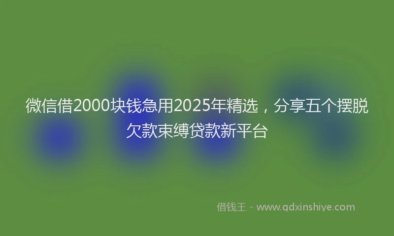 微信借2000块钱急用2025年精选，分享五个摆脱欠款束缚贷款新平台