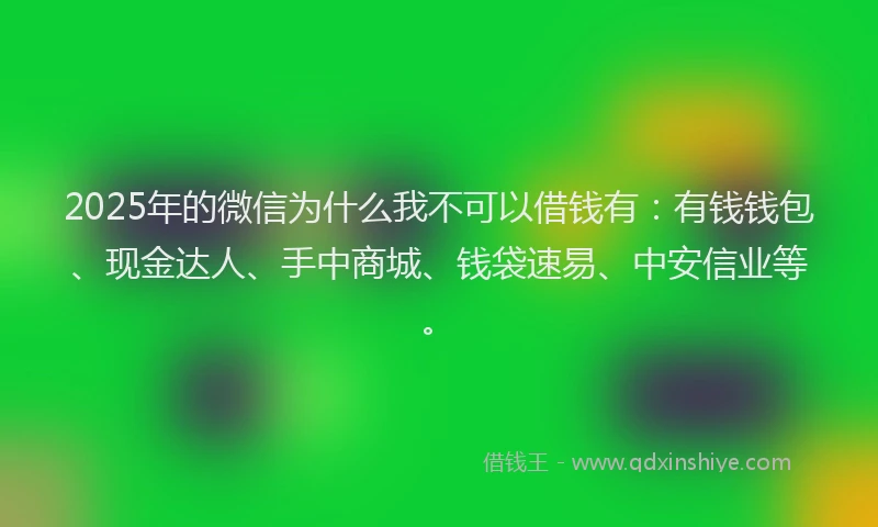 2025年的微信为什么我不可以借钱有：有钱钱包、现金达人、手中商城、钱袋速易、中安信业等。