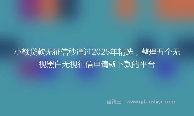小额贷款无征信秒通过2025年精选，整理五个无视黑白无视征信申请就下款的平台