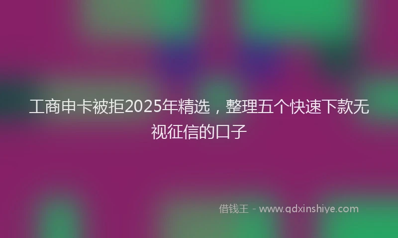工商申卡被拒2025年精选，整理五个快速下款无视征信的口子
