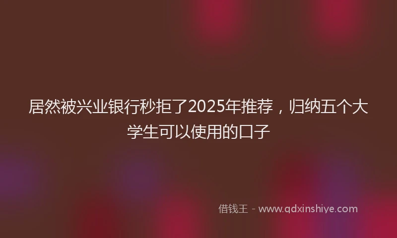 居然被兴业银行秒拒了2025年推荐，归纳五个大学生可以使用的口子