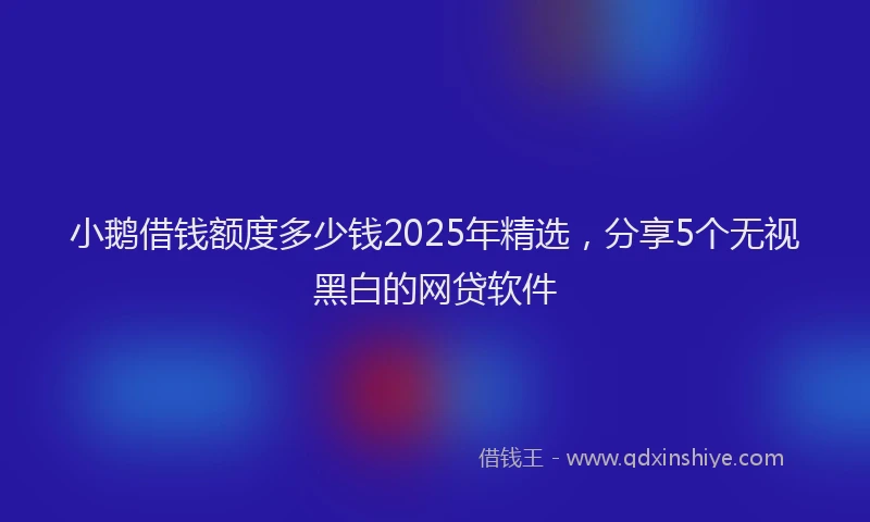 小鹅借钱额度多少钱2025年精选，分享5个无视黑白的网贷软件