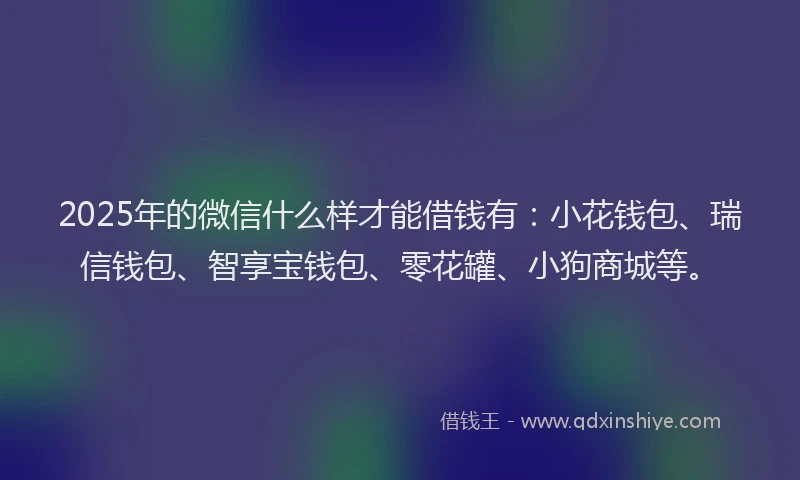 2025年的微信什么样才能借钱有：小花钱包、瑞信钱包、智享宝钱包、零花罐、小狗商城等。
