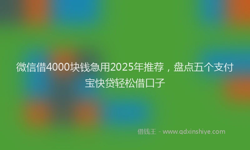 微信借4000块钱急用2025年推荐，盘点五个支付宝快贷轻松借口子