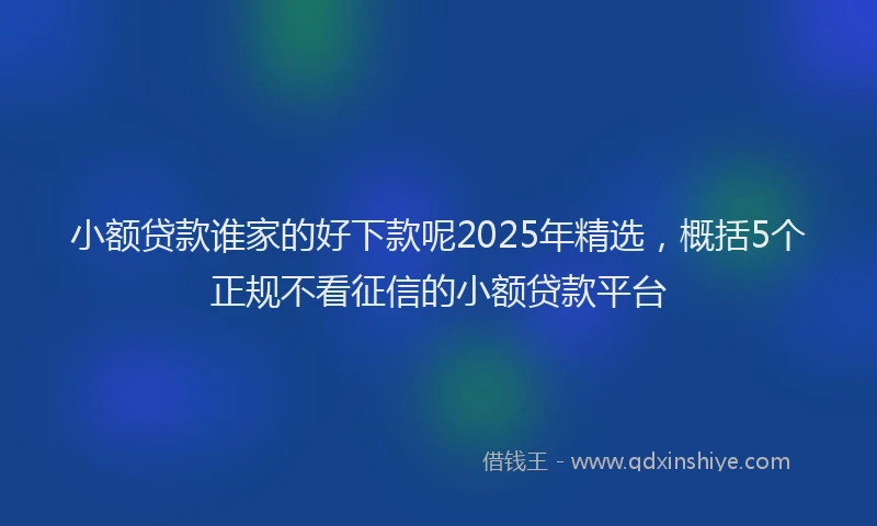 小额贷款谁家的好下款呢2025年精选，概括5个正规不看征信的小额贷款平台