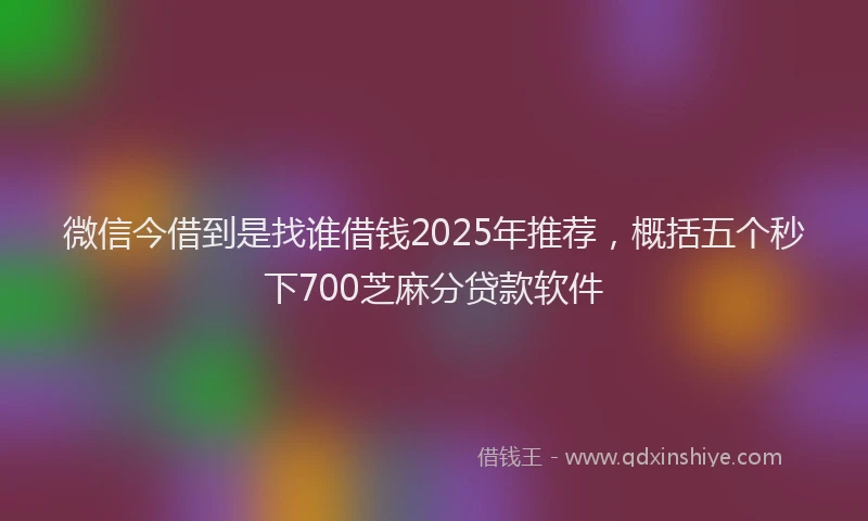 微信今借到是找谁借钱2025年推荐，概括五个秒下700芝麻分贷款软件