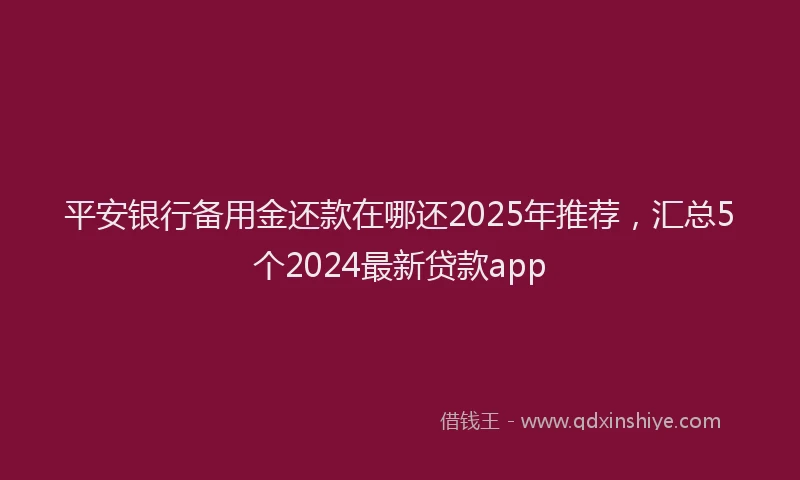 平安银行备用金还款在哪还2025年推荐，汇总5个2024最新贷款app