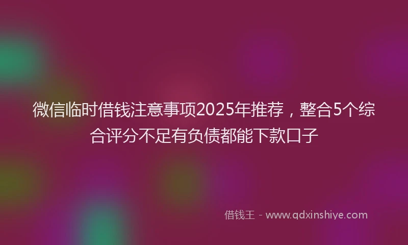 微信临时借钱注意事项2025年推荐，整合5个综合评分不足有负债都能下款口子