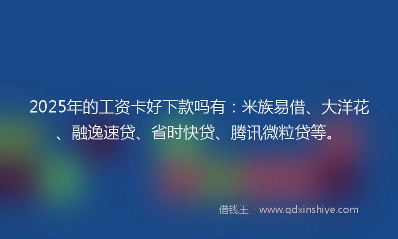2025年的工资卡好下款吗有：米族易借、大洋花、融逸速贷、省时快贷、腾讯微粒贷等。