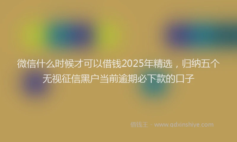 微信什么时候才可以借钱2025年精选，归纳五个无视征信黑户当前逾期必下款的口子