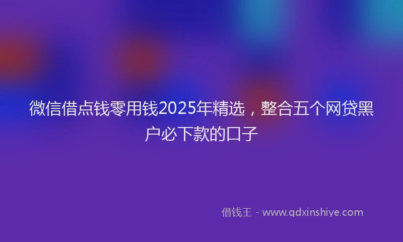 微信借点钱零用钱2025年精选，整合五个网贷黑户必下款的口子