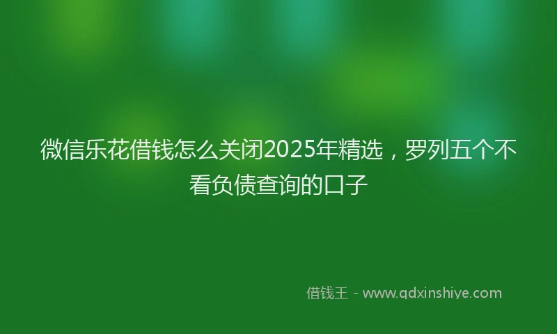 微信乐花借钱怎么关闭2025年精选，罗列五个不看负债查询的口子