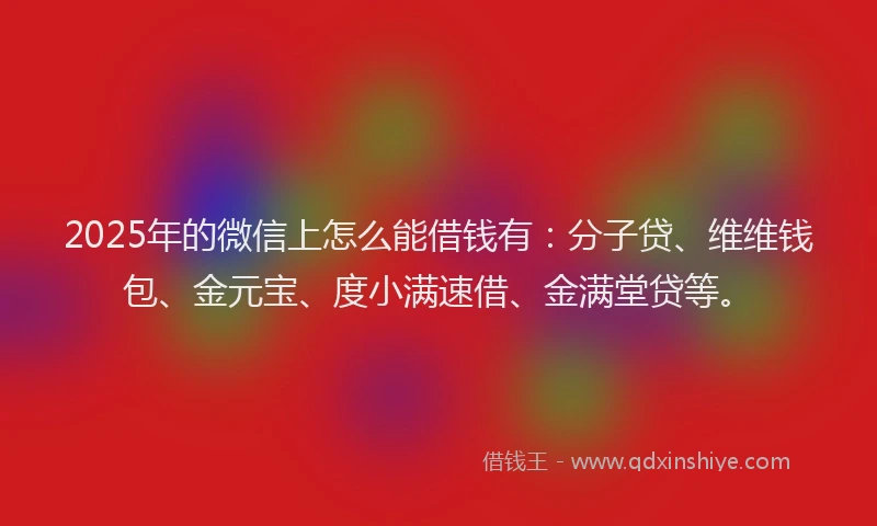 2025年的微信上怎么能借钱有：分子贷、维维钱包、金元宝、度小满速借、金满堂贷等。