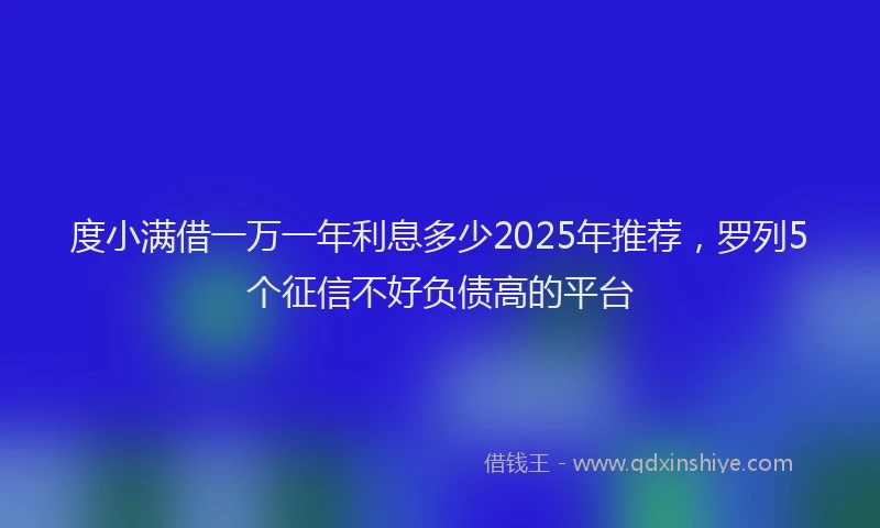度小满借一万一年利息多少2025年推荐，罗列5个征信不好负债高的平台