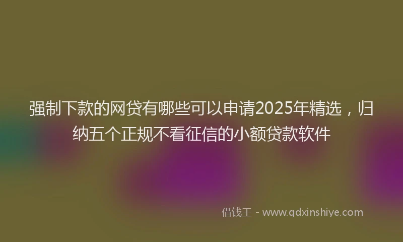强制下款的网贷有哪些可以申请2025年精选，归纳五个正规不看征信的小额贷款软件