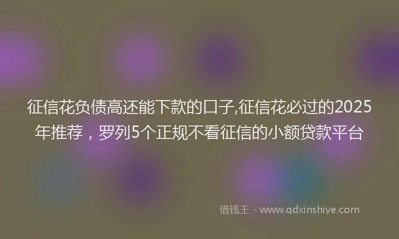 征信花负债高还能下款的口子,征信花必过的2025年推荐，罗列5个正规不看征信的小额贷款平台
