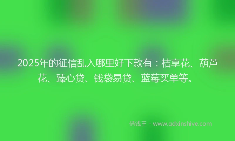2025年的征信乱入哪里好下款有：桔享花、葫芦花、臻心贷、钱袋易贷、蓝莓买单等。