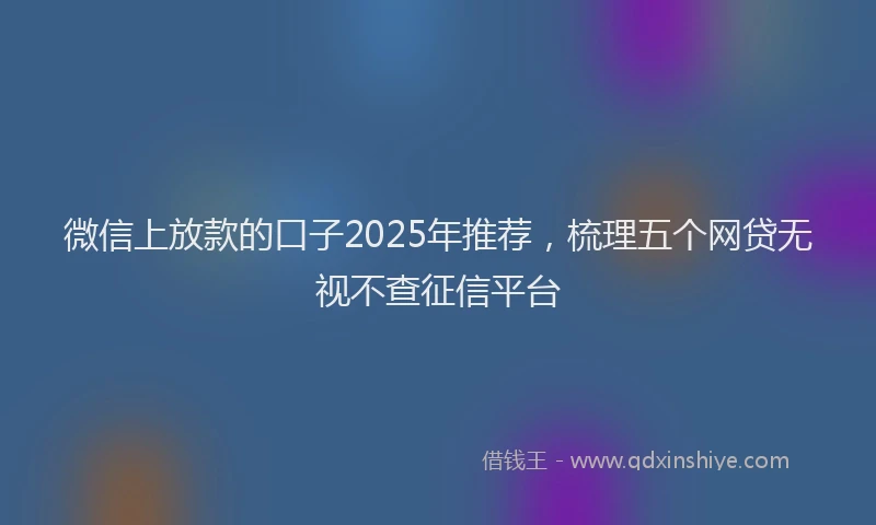 微信上放款的口子2025年推荐，梳理五个网贷无视不查征信平台