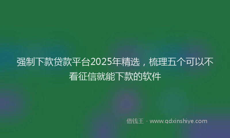 强制下款贷款平台2025年精选，梳理五个可以不看征信就能下款的软件