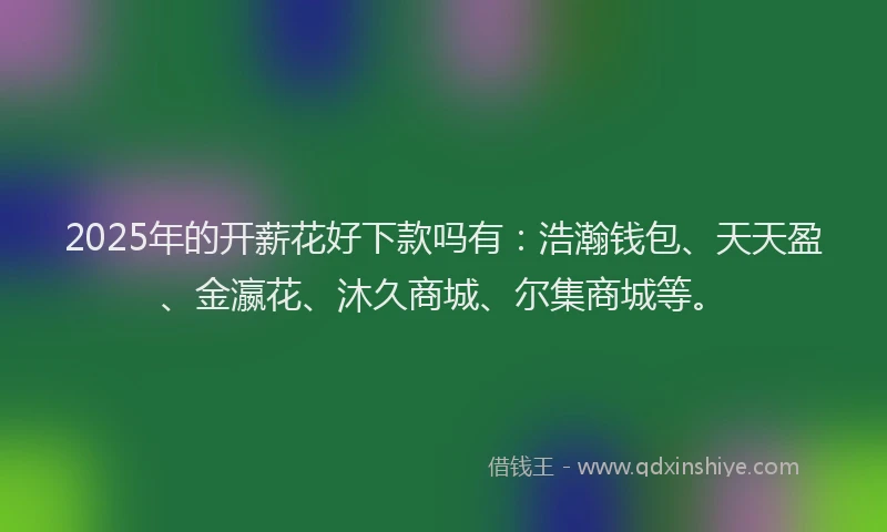 2025年的开薪花好下款吗有：浩瀚钱包、天天盈、金瀛花、沐久商城、尔集商城等。