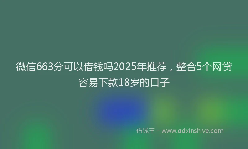 微信663分可以借钱吗2025年推荐，整合5个网贷容易下款18岁的口子
