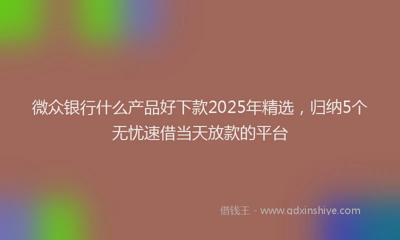 微众银行什么产品好下款2025年精选，归纳5个无忧速借当天放款的平台