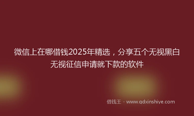微信上在哪借钱2025年精选，分享五个无视黑白无视征信申请就下款的软件