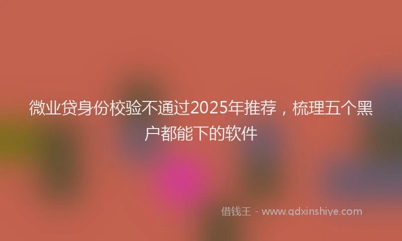 微业贷身份校验不通过2025年推荐，梳理五个黑户都能下的软件