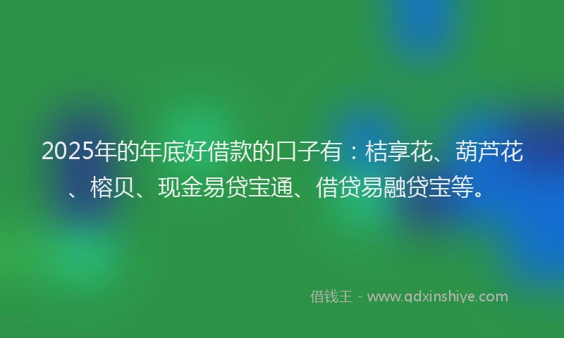 2025年的年底好借款的口子有：桔享花、葫芦花、榕贝、现金易贷宝通、借贷易融贷宝等。