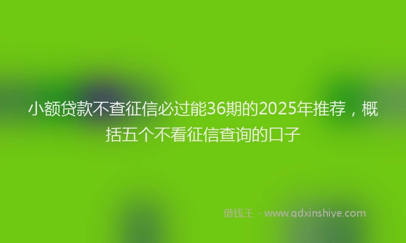 小额贷款不查征信必过能36期的2025年推荐，概括五个不看征信查询的口子