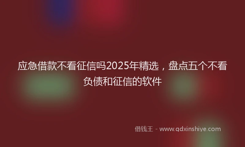 应急借款不看征信吗2025年精选，盘点五个不看负债和征信的软件