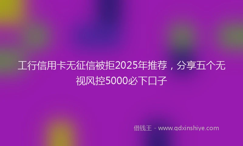 工行信用卡无征信被拒2025年推荐，分享五个无视风控5000必下口子