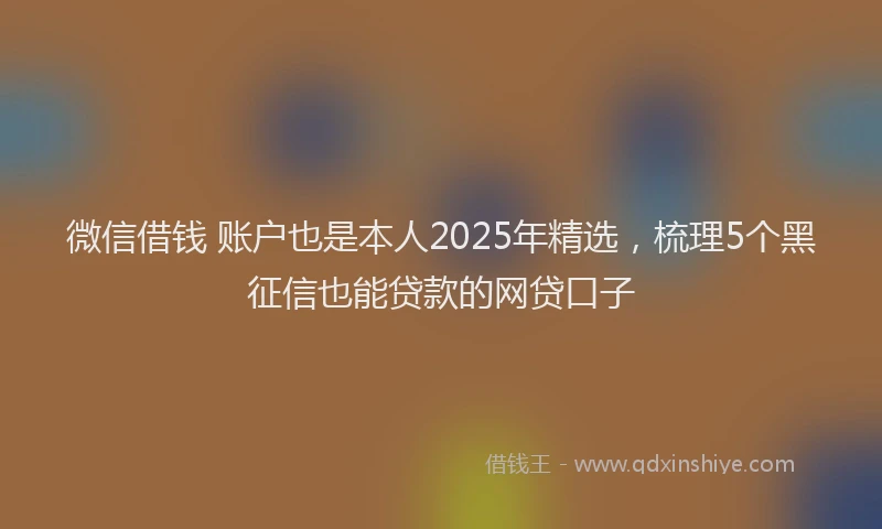 微信借钱 账户也是本人2025年精选，梳理5个黑征信也能贷款的网贷口子