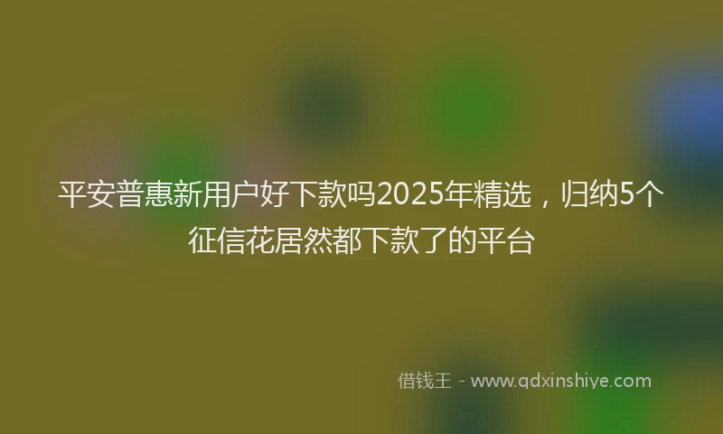 平安普惠新用户好下款吗2025年精选，归纳5个征信花居然都下款了的平台