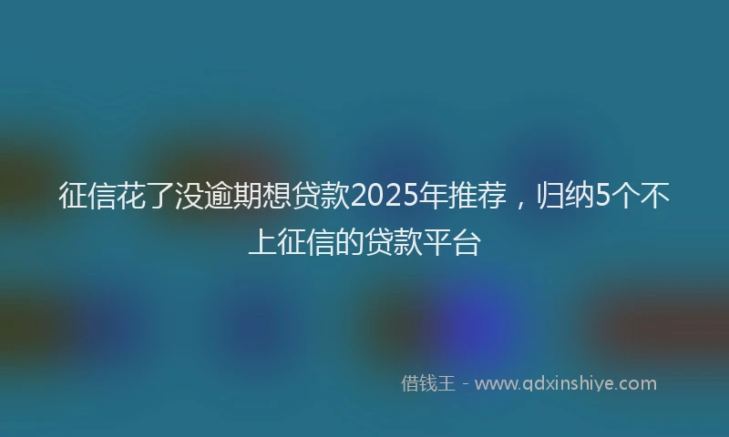 征信花了没逾期想贷款2025年推荐，归纳5个不上征信的贷款平台